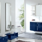 bathroom in blue furniture and sanity