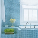 bathroom in blue mosaic tile