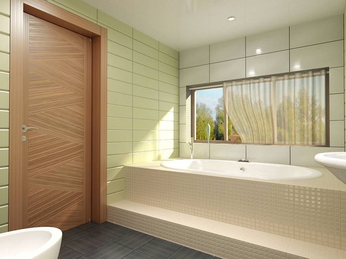 Green Floor Tiles Bathroom