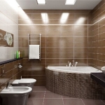 Bathroom in brown tile.