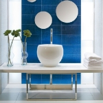 bathroom in navy blue tile
